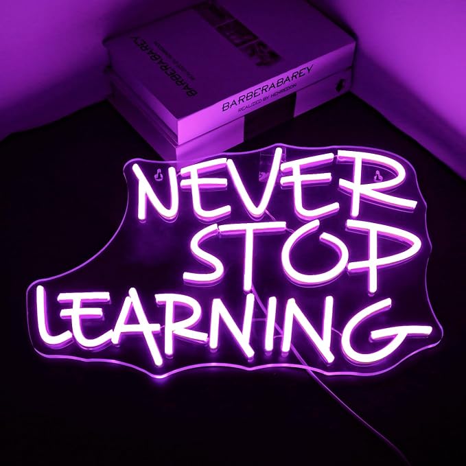 Looklight Never Stop Learning Neon Sign, Letters Neon Light Sign - Image 2