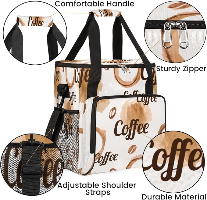 Watercolor Coffee Maker Carring Bag Coffees Beans Travel Carrying Storage Tote - Image 6