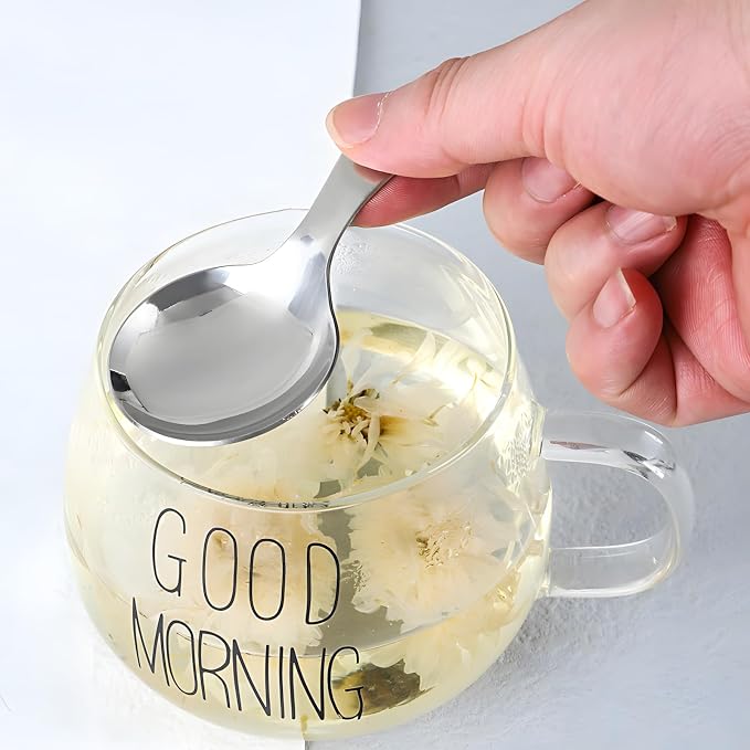 5PCS Short Handle Spoon, Stainless Steel Mini Spoons Thickened Small Round Spoon - Image 4