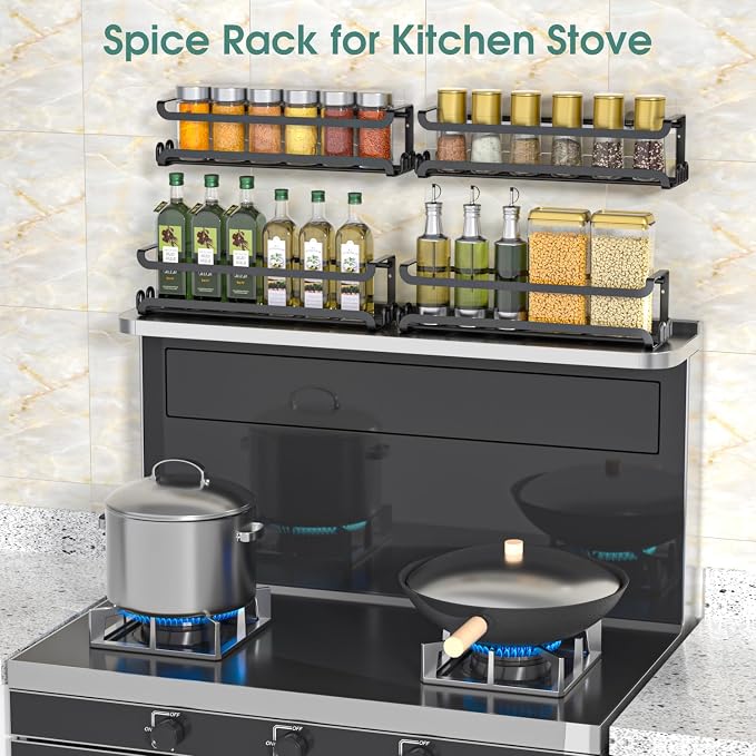 LUCYCAZ 4 Pack Wall Mounted Spice Rack - Image 10