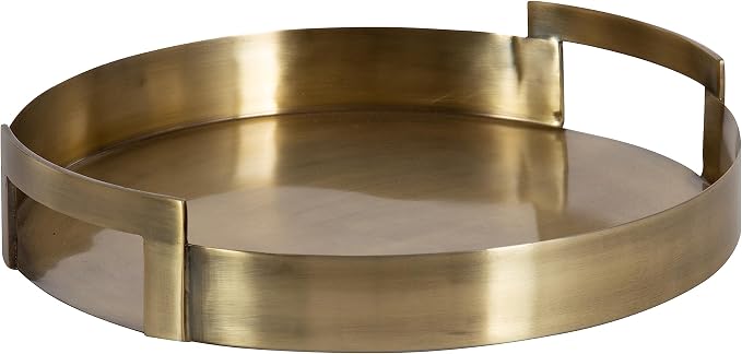 Kate and Laurel Myo Transitional Metal Round Tray; 15 x 15; Brass; Modern Glam by KateandLaurel