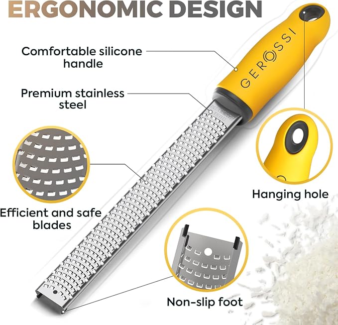 Stainless Steel Cheese and Citrus Zester Grater w/Extra Sharp Blade - Image 4