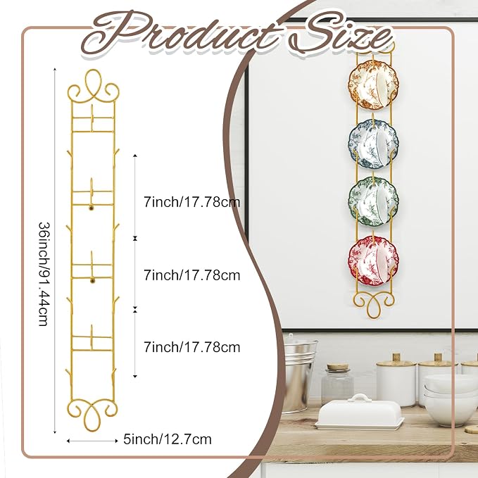 Blulu 2 Pcs Wall Mounted Tea Cup & Saucer Display Rack, 4-tier Metal Mug Holder - Image 2