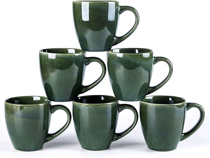 GBHOME Ceramic Coffee Mugs Set of 6, 12oz Stoneware Coffee Mugs Set by GBhome