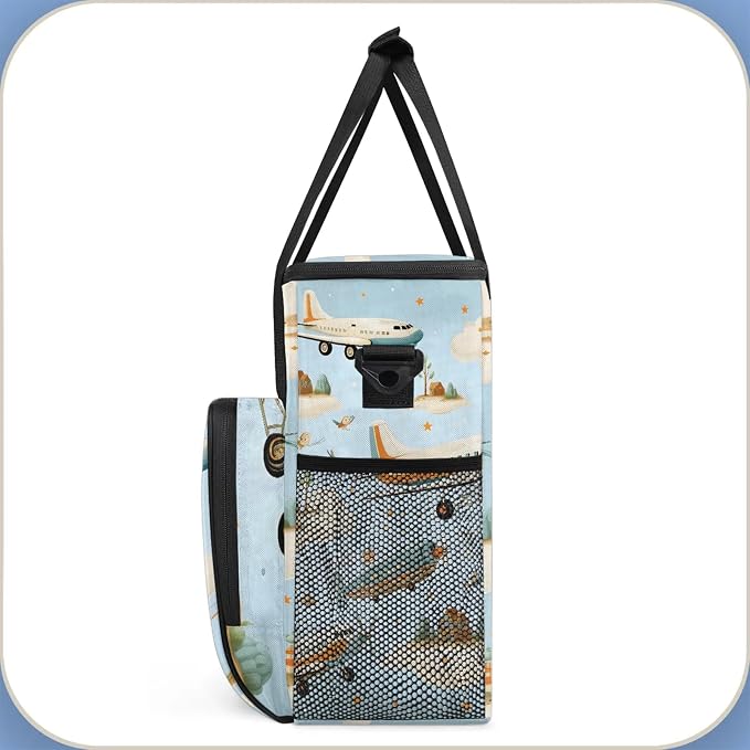 Cute Aircraft Coffee Maker Carring Bag, Large Insulated Storage Organizer Case - Image 4