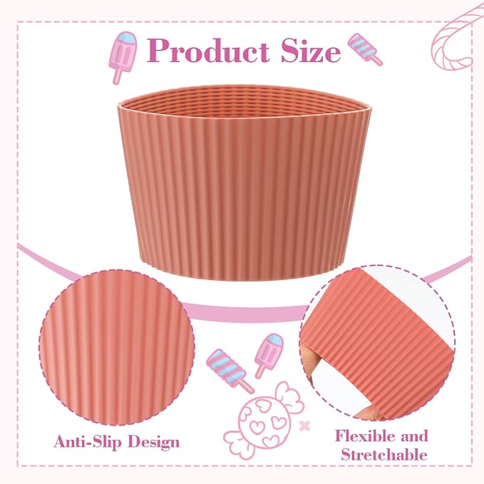 6 Pack Coffee Cup Sleeves Reusable Silicone Cup Sleeve Heat Resistant Nonslip - Image 5