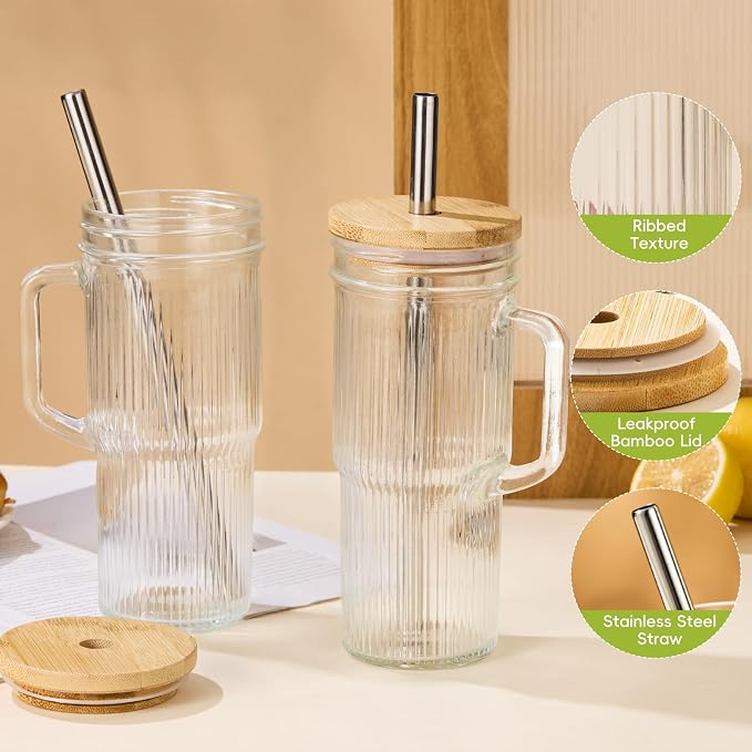 JunVpic 24oz Ribbed Glass Tumbler - Image 3