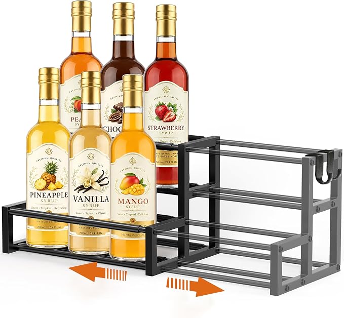Expandable Coffee Syrup Organizer, Heavy Duty Syrup Rack Enlarged 6-12 Bottles by Unknown