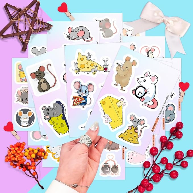 100Pcs Mouse Stickers for Water Bottle and Laptop - Image 7