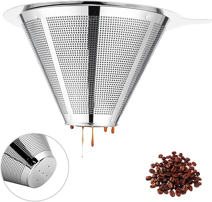 Pour Over Coffee Maker, Coffee Filter, Slow Drip Paperless Stainless Steel Cone by Unknown