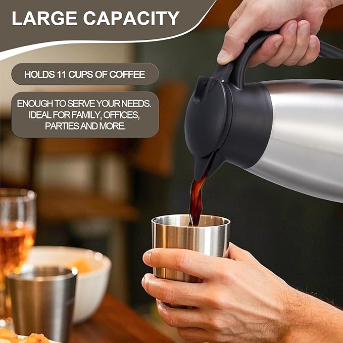 TIPTAP 70oz Thermal Coffee Carafe, Stainless Steel Insulated Vacuum Coffee - Image 4