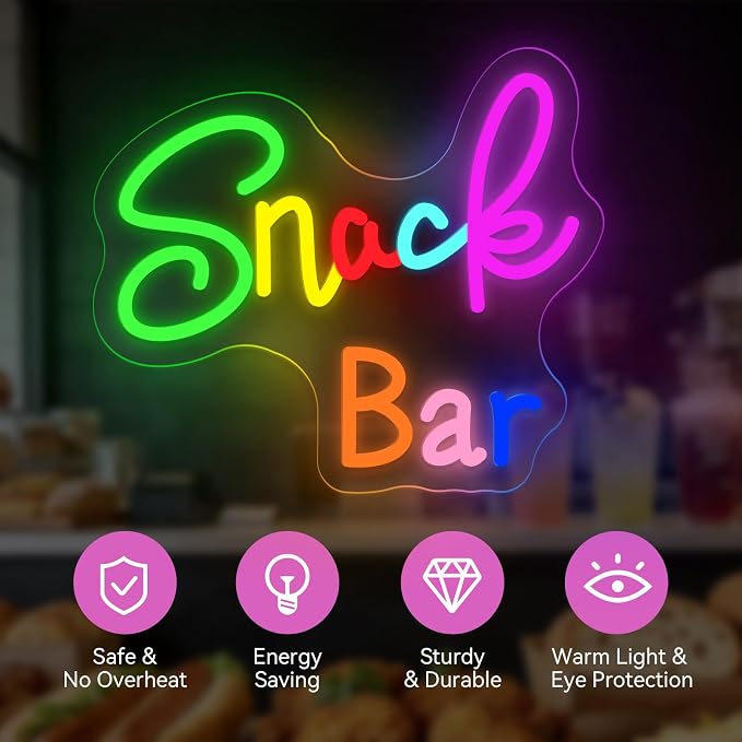 Snack Bar Neon Sign Snack Sign for Art Wall Decor LED Neon LIght for Candy Cake - Image 4