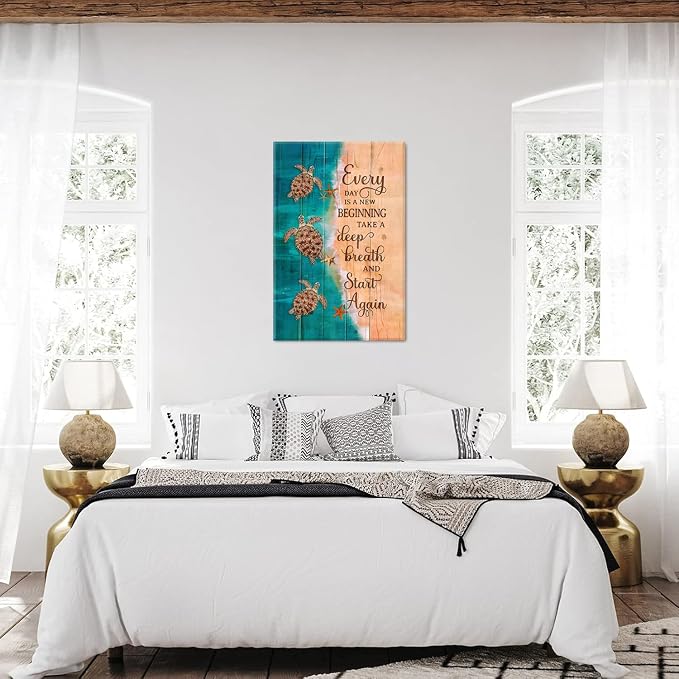 Sea Turtle Wall Art Farmhouse Bathroom Wall Decor Rustic Ocean Animal Theme - Image 6