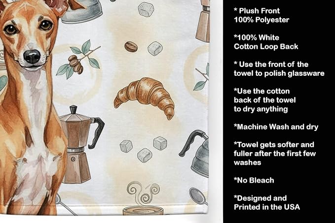 Caroline's Treasures Red Italian Greyhound Coffee Bar Kitchen Towel Velour - Image 4