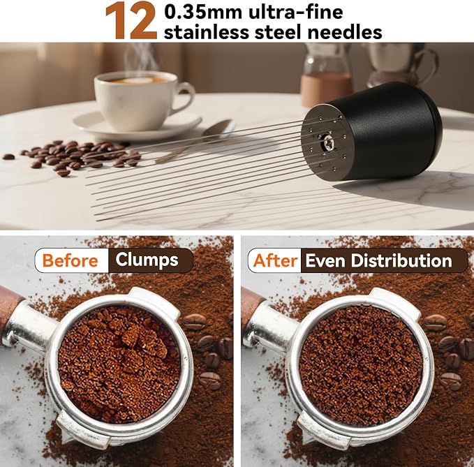 54mm Espresso Accessories Kit – Coffee Distributor & Tamper Leveler, WDT Tool - Image 5