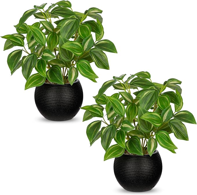 2 Packs Artificial Plants in Black Pot by Arborus