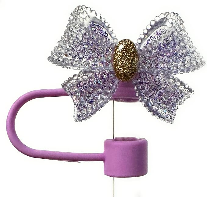 5 Pack 10mm Cute Glitter Bling Bows Straw Toppers, Fits Stanley and Simple - Image 5
