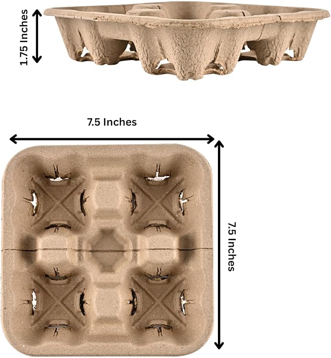 Tearable 4 to 2 Disposable Cup Drink Carrier Tray, 50 Pack, Pulp Fiber Cup - Image 4