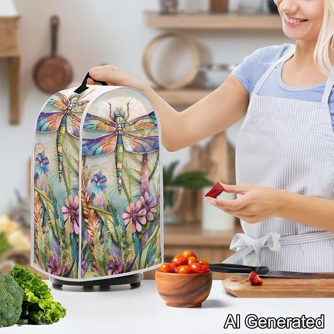 Floral Dragonfly Blender Dust Cover, Anti Fingerprint Polyester Stand Mixer or - Image 3