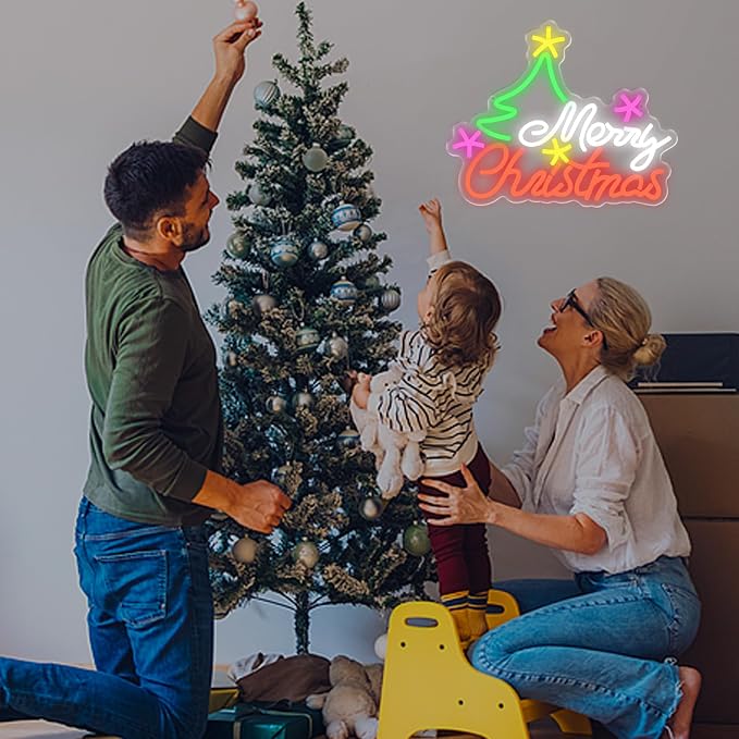 Merry Christmas Neon Sign for Wall Decor, Christmas Tree Neon Light USB - Image 7