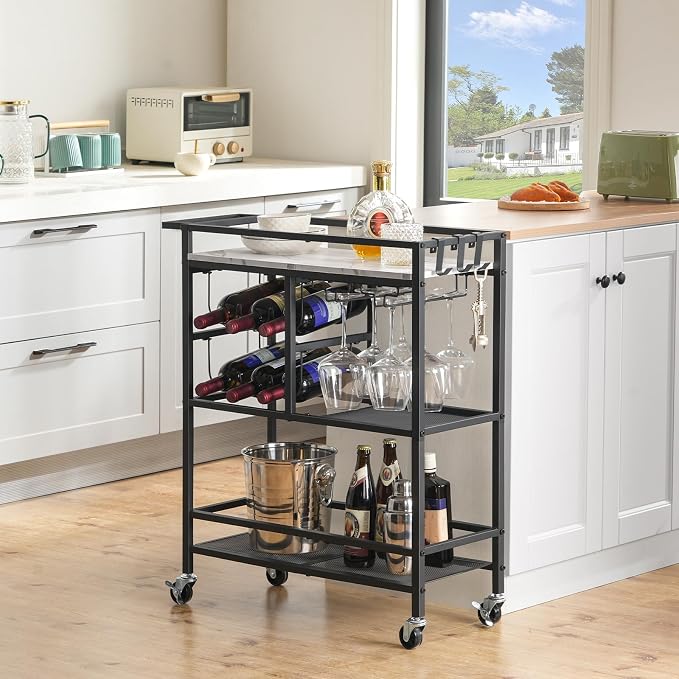 MAHANCRIS Bar Cart for Home, 3-Tier Serving Cart - Image 2