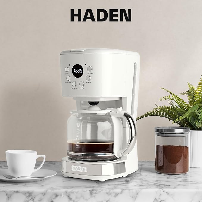 HADEN Coffee Machine, 12 Cup Programmable Drip Coffee Maker, Ivory & Chrome - Image 7