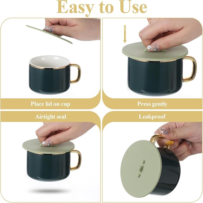 Silicone Cup Lids, Colorful 3.93 Inch/10cm Diameter Coffee Mug Cover Portable - Image 5