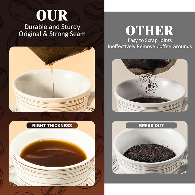 100 Count Coffee Filters #4, Premium Cone Coffee Filters 8-12 cup, Unbleached - Image 3