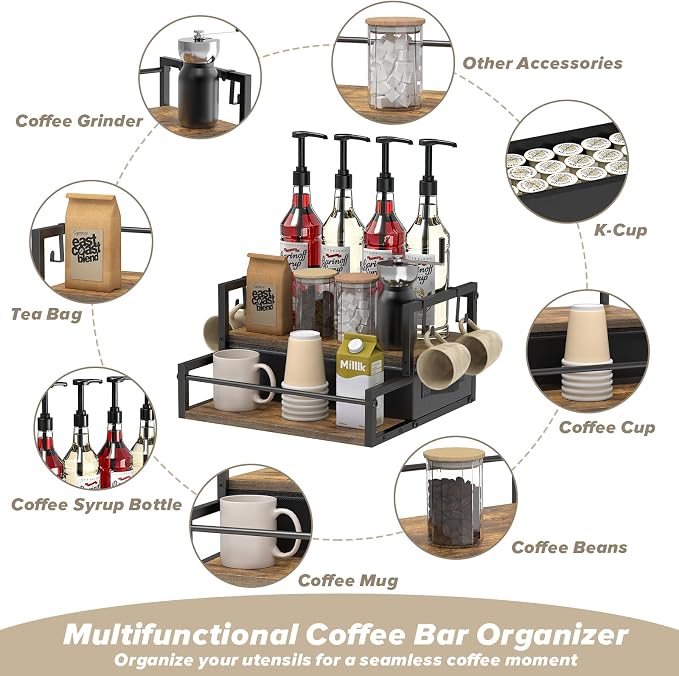 Coffee Syrup Organizer for Countertop, 2-Tier Coffee Bar Organizer - Image 4