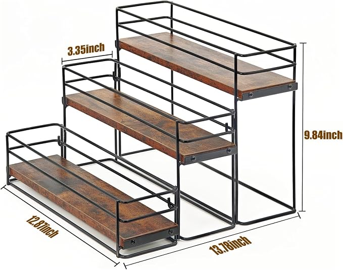 12 Bottle Coffee Syrup Organizer Rack, 3 Tier Coffee Syrup Bottle Stand Holder - Image 3