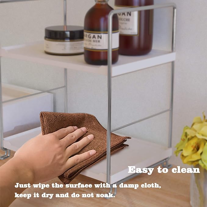 Plastic/Metal Freestanding Stackable Organizer Shelf, Bathroom Countertop - Image 5