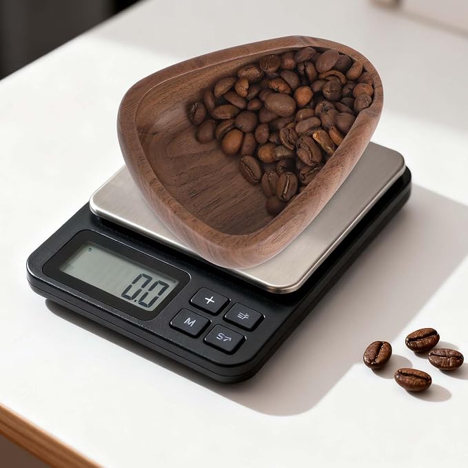 Coffee Bean Dosing Cup and Spray Bottle Set, Walnut Wood Bean Measuring Tray - Image 5