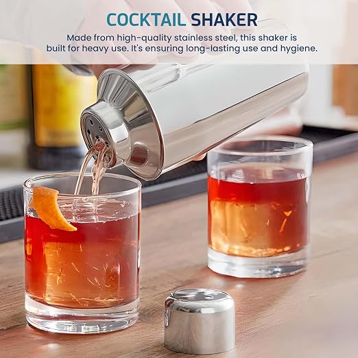 OCS Parts 3-Piece Stainless Steel Cocktail Shaker | 8-Ounce | Makes Perfect - Image 3