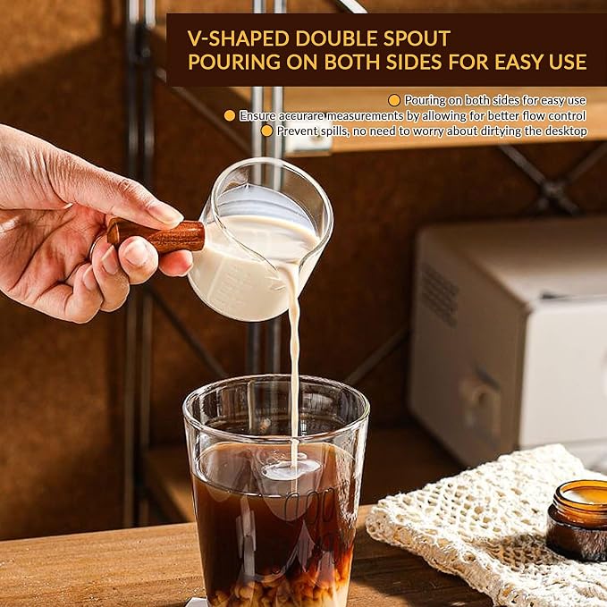 Espresso Cups with Handle 100ml Expresso Shots Glass Cup with Spout and Scale - Image 3