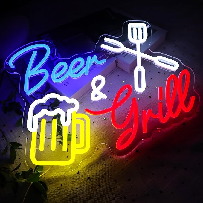 Beer And Grill Neon Sign for Wall Decor, Grilling Led Signs for BBQ Bar - Image 4