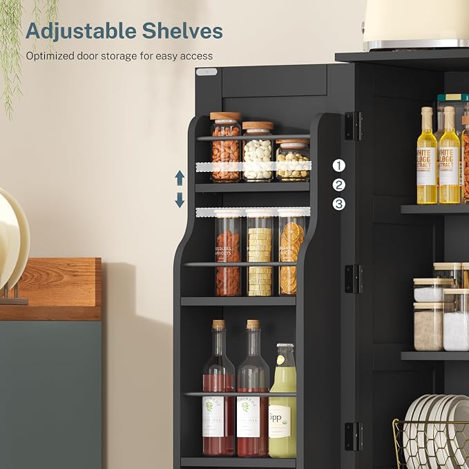 TEENFON Storage Cabinet with 4 Doors, Kitchen Cabinet with 6 Door Shelves - Image 6