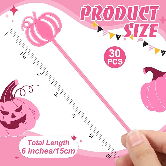 SiliFine 30 Pcs Halloween Swizzle Sticks Plastic Coffee and Cocktail Stirrers - Image 2