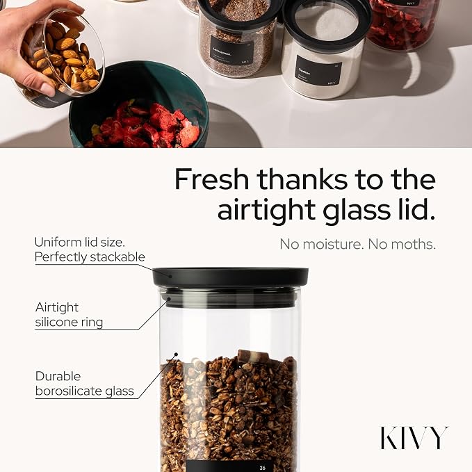 KIVY Glass spice jars transparent Glass Lid Stackable & Airtight small glass - Image 7
