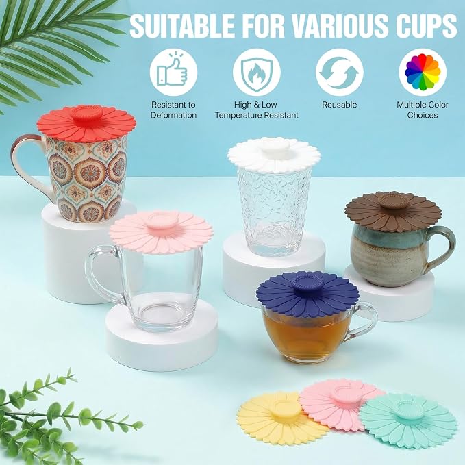 12 Pcs Silicone Cup Cover Lids, 4.3 In Drink Covers - Image 8