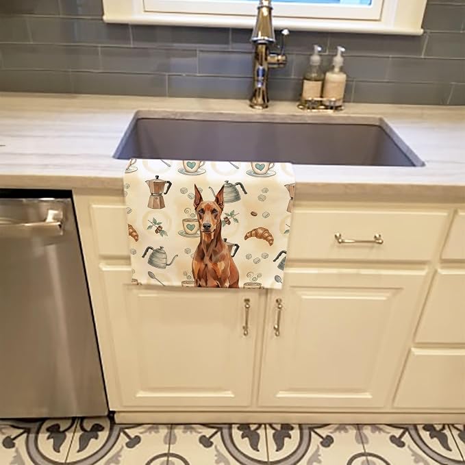 Caroline's Treasures Red Doberman Pinscher Coffee Bar Kitchen Towel Velour - Image 2