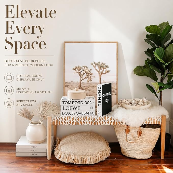 PROBENEX 4 Pcs Decorative Books | Faux White Coffee Table & Shelf Decor | - Image 5