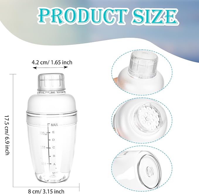 15 Pcs Plastic Cocktail Shaker 350ML/ 12 OZ Clear Plastic Hand Drink Mixer - Image 2