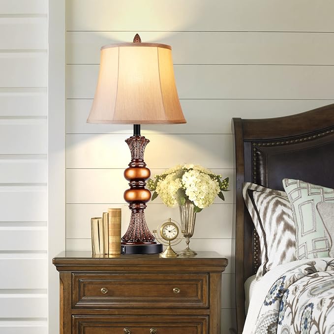 Set of 2 Touch Control Traditional Table Lamp, 3-Way Dimmable Bronze Finish - Image 7