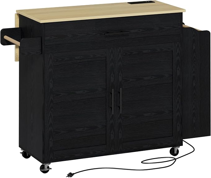IRONCK Kitchen Island with Storage, Rolling Kitchen Island on Wheels with Drop - Image 9