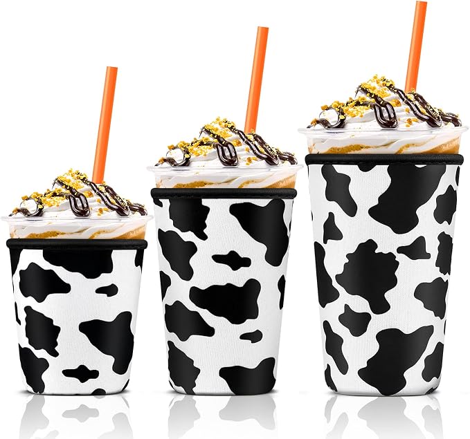 Iced Coffee Cup Sleeve for Large Sized Cups, Reusable Neoprene Iced Coffee Cup by KPX
