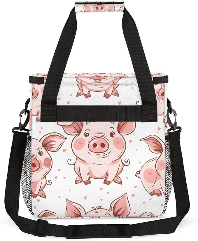 Cute Animal Pig Coffee Maker Carring Bag, Large Insulated Storage Organizer - Image 5