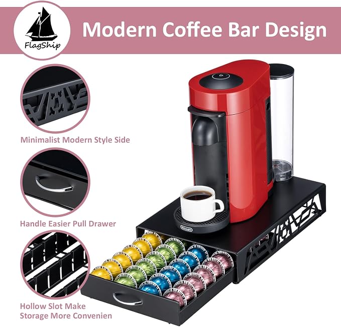 FlagShip Vertuo Pod Holder- Modern Black Metal Coffee Capsule Organizer & - Image 4