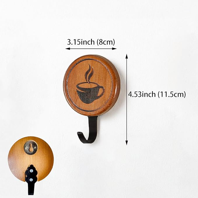 3PCS Bamboo Wall Mounted Coffee Mug Holder， - Image 3