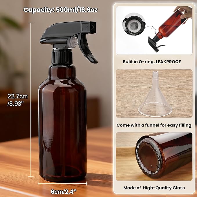 Glass Spray Bottles 16.9oz Empty Spray Bottle Mist/Stream Spraying Small - Image 4