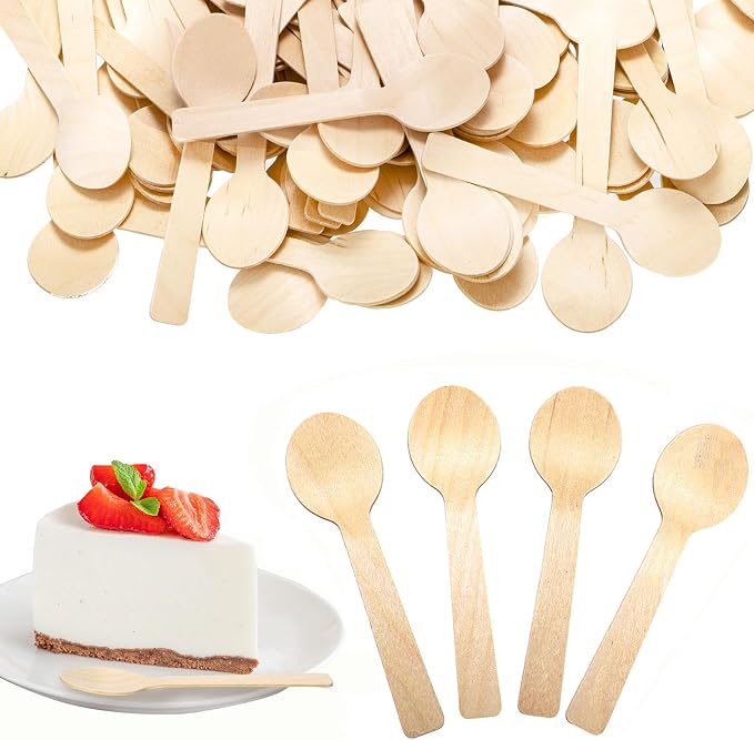 Bekith Mini Wooden Spoons 400 Pack, Organic Sugar Scrubs, Tasting and Sampling by Bekith
